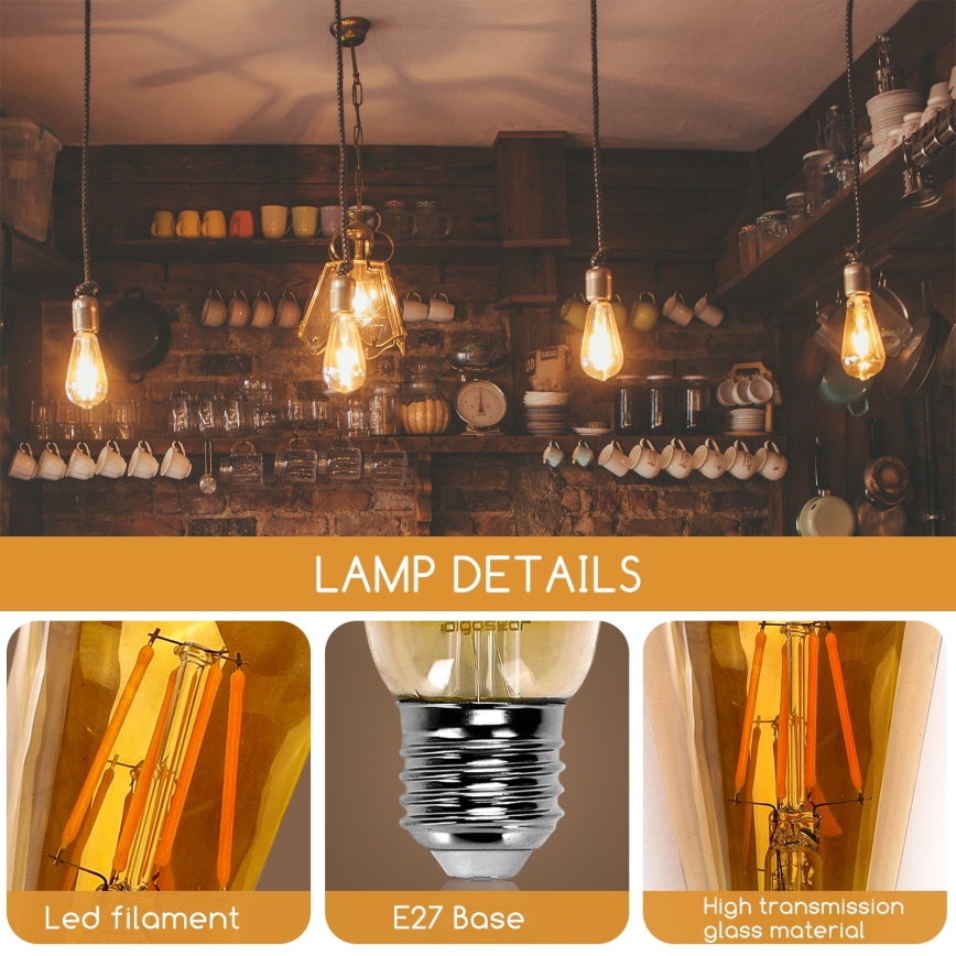 Lâmpada LED ST64 E27/4W/230V 2200K - Aigostar