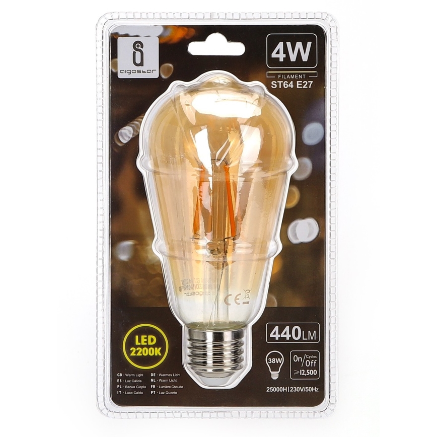 Lâmpada LED ST64 E27/4W/230V 2200K - Aigostar