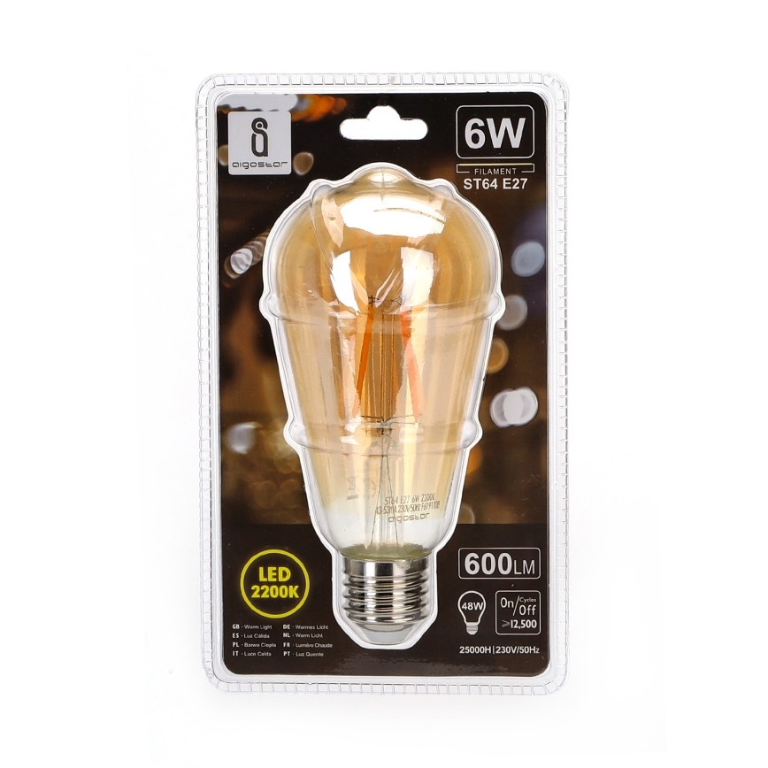 Lâmpada LED ST64 E27/6W/230V 2200K - Aigostar