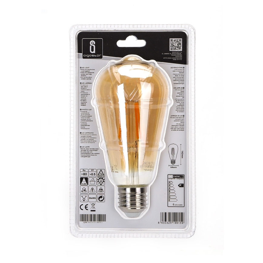 Lâmpada LED ST64 E27/6W/230V 2200K - Aigostar