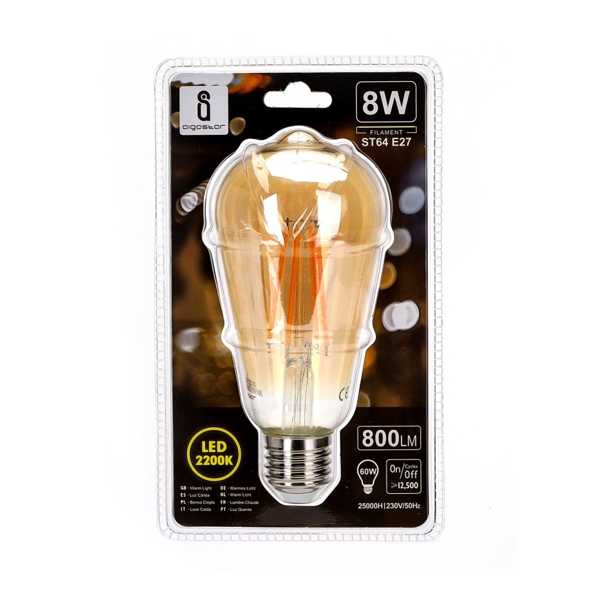 Lâmpada LED ST64 E27/8W/230V 2200K - Aigostar