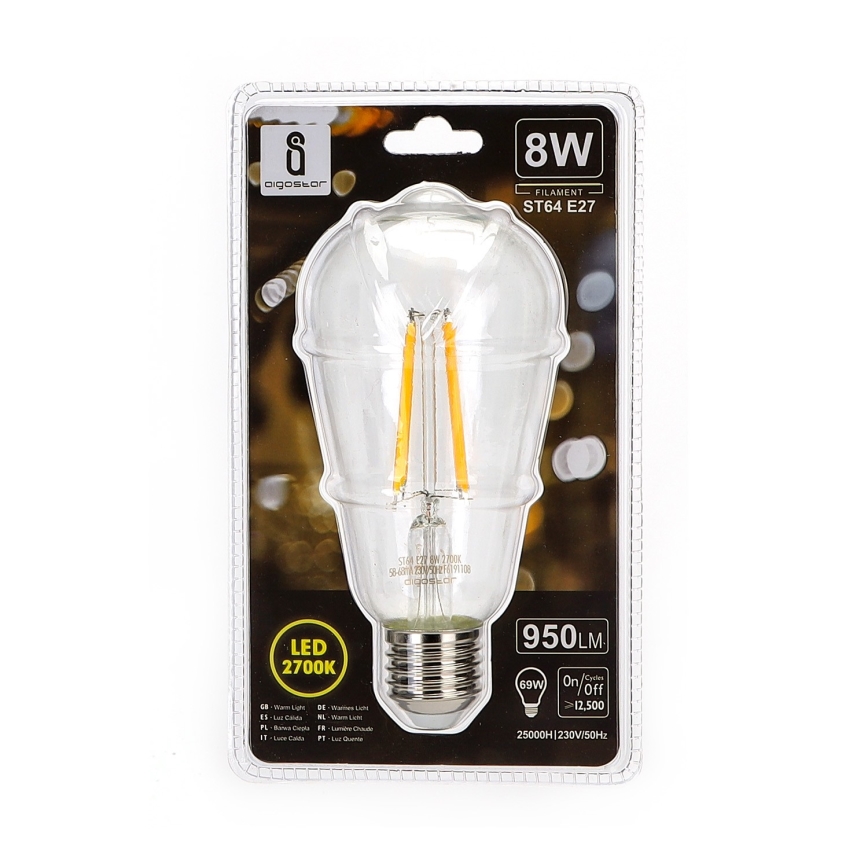 Lâmpada LED ST64 E27/8W/230V 2700K - Aigostar
