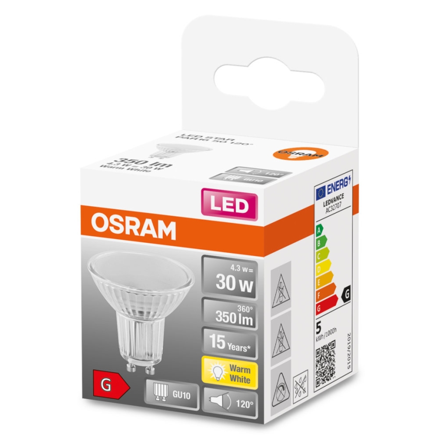 Lâmpada LED STAR PAR16 GU10/4,3W/230V 2700K 120° - Osram