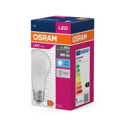 Lâmpada LED VALUE A60 E27/8W/230V 4000K - Osram