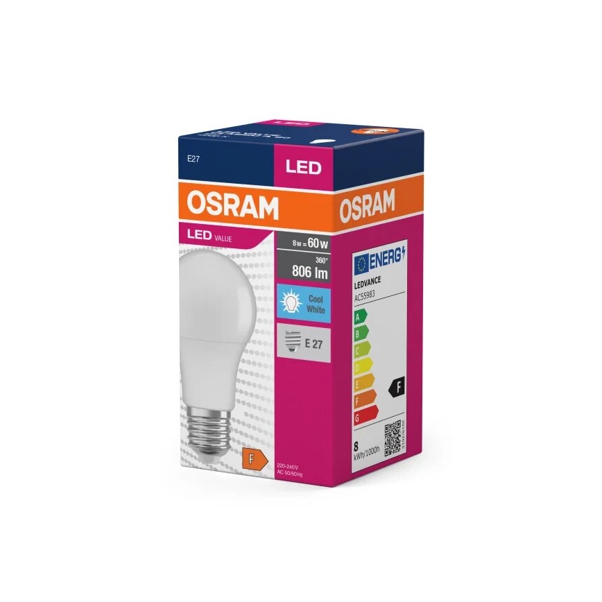 Lâmpada LED VALUE A60 E27/8W/230V 4000K - Osram