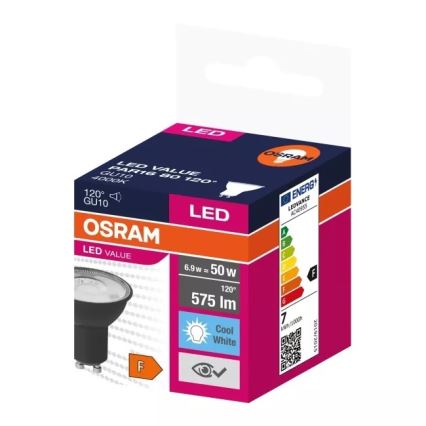 Lâmpada LED VALUE PAR16 GU10/6,9W/230V 4000K 120° preto - Ledvance