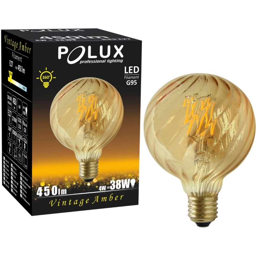 Lâmpada LED VINTAGE AMBER G95 E27/4W/230V 2700K