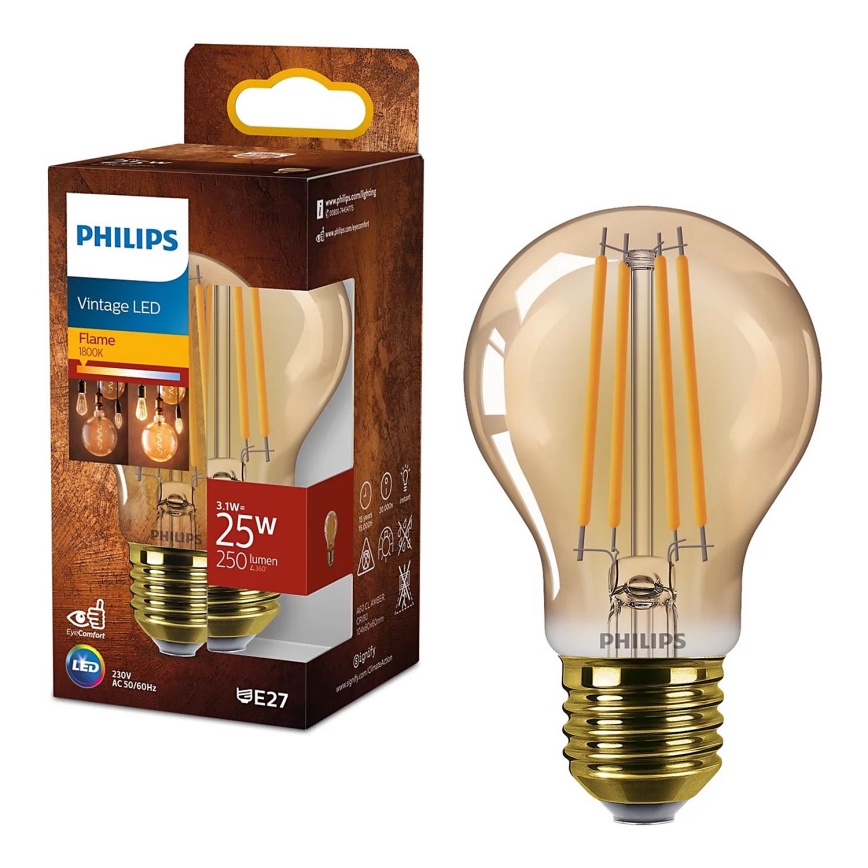 Lâmpada LED VINTAGE Philips A60 E27/3,1W/230V 1800K