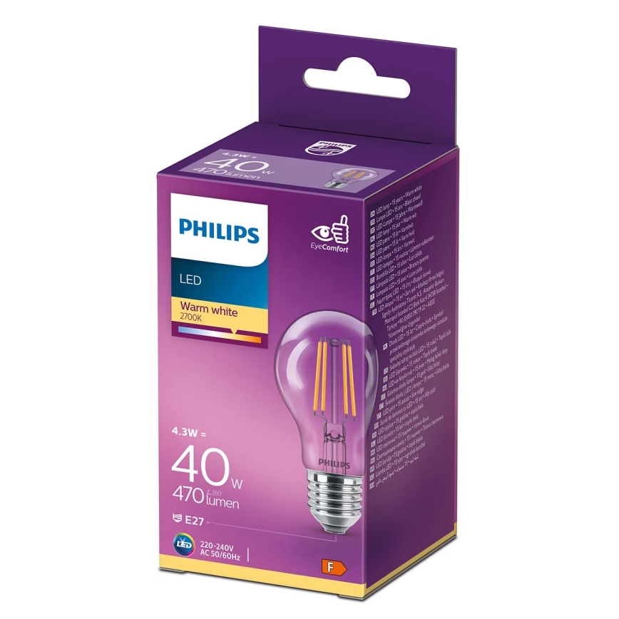 Lâmpada LED VINTAGE Philips A60 E27/4,3W/230V 2700K