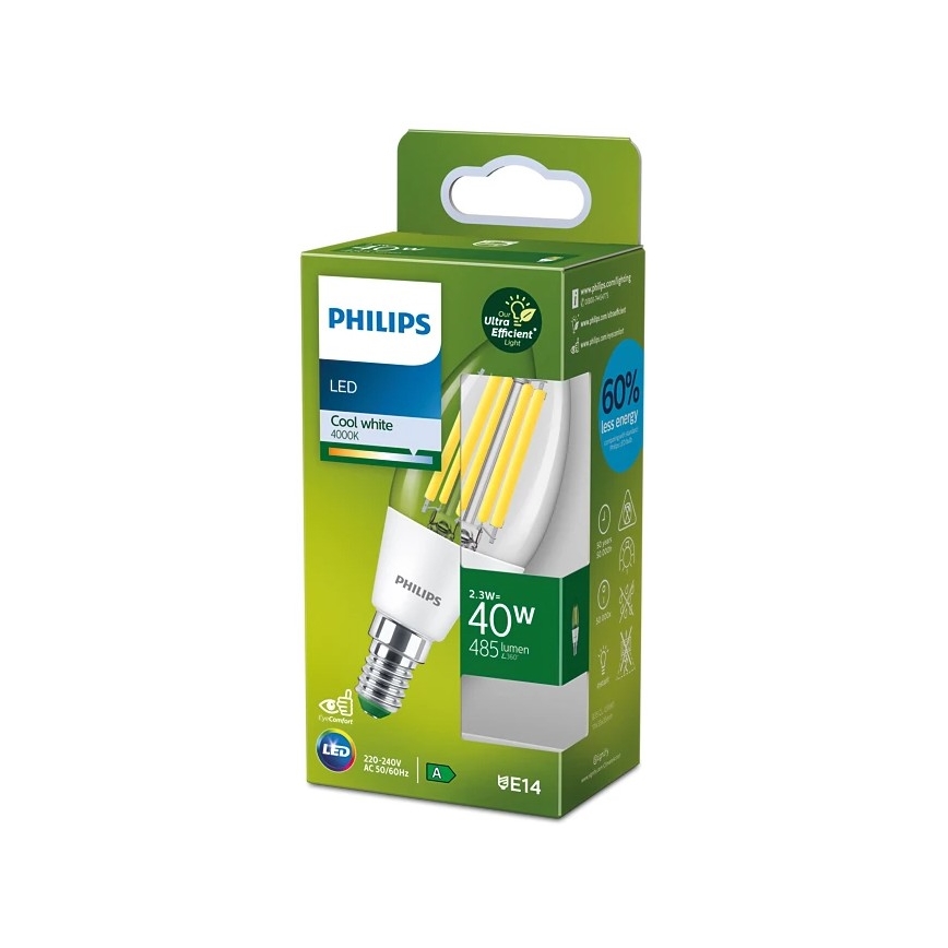 Lâmpada LED VINTAGE Philips B35 E14/2,3W/230V 4000K