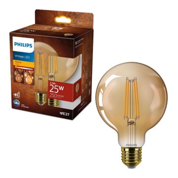 Lâmpada LED VINTAGE Philips G95 E27/3,1W/230V 1800K