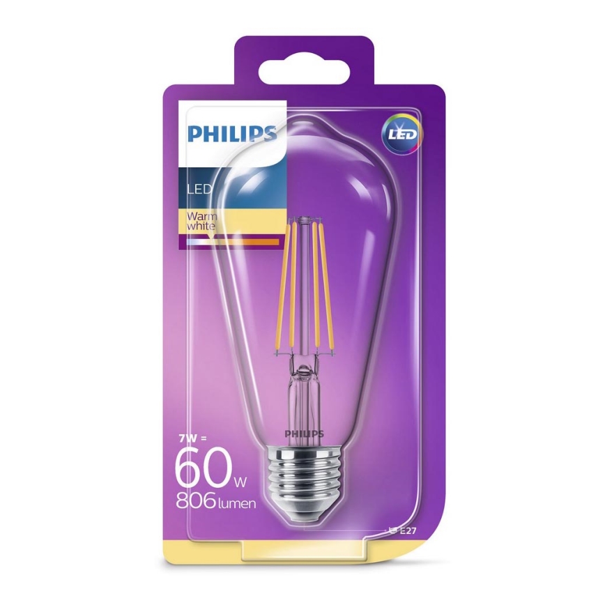 Lâmpada LED VINTAGE Philips ST64 E27/7W/230V 2,700K