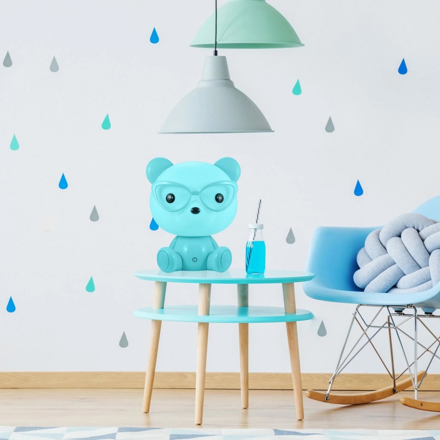 Lâmpada noturna de criança fosca LED LED/2,5W urso AZUL