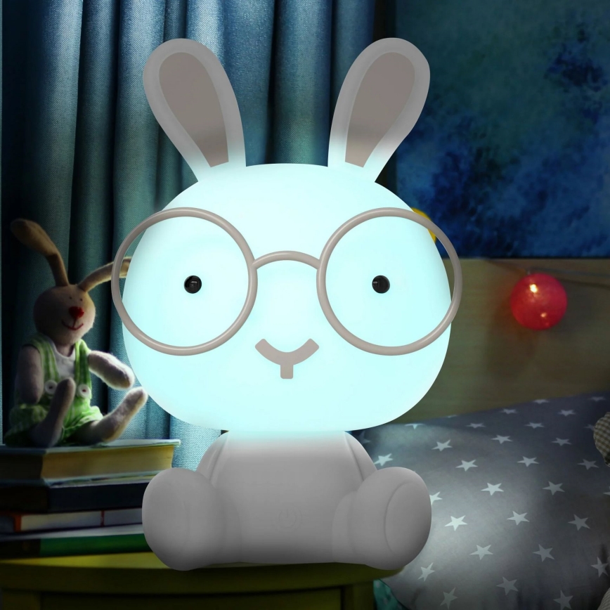 Luminária Noturna Infantil LED RGBW Regulável LED/2,5W/230V Coelho Branco