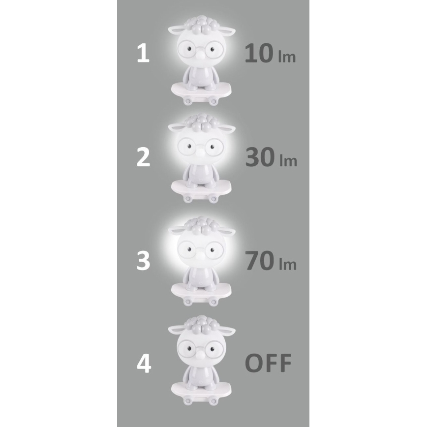 Lâmpada noturna LED de escurecimento para crianças LED/2,5W/230V cinzento de ovelha