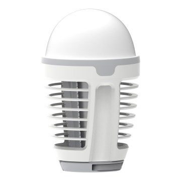 Lâmpada portátil recarregável LED com apanhador de insetos LED/5W/1800 mAh IPX4 branco/cinza