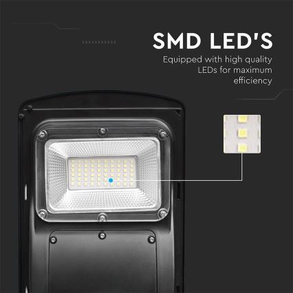 Luminária solar de rua LED regulável com sensor de movimento e crepúsculo LED/6W/3,2V 6000K IP65 5000 mAh preta + controlo remoto