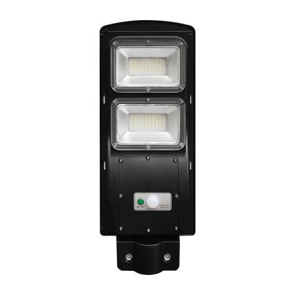 Luminária solar de rua LED regulável com sensor de movimento e crepúsculo LED/8W/3,2V 6000K IP65 9000 mAh preta + controlo remoto