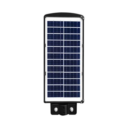 Luminária solar de rua LED regulável com sensor de movimento e crepúsculo LED/8W/3,2V 6000K IP65 9000 mAh preta + controlo remoto