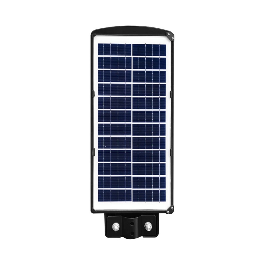 Luminária solar de rua LED regulável com sensor de movimento e crepúsculo LED/8W/3,2V 6000K IP65 9000 mAh preta + controlo remoto