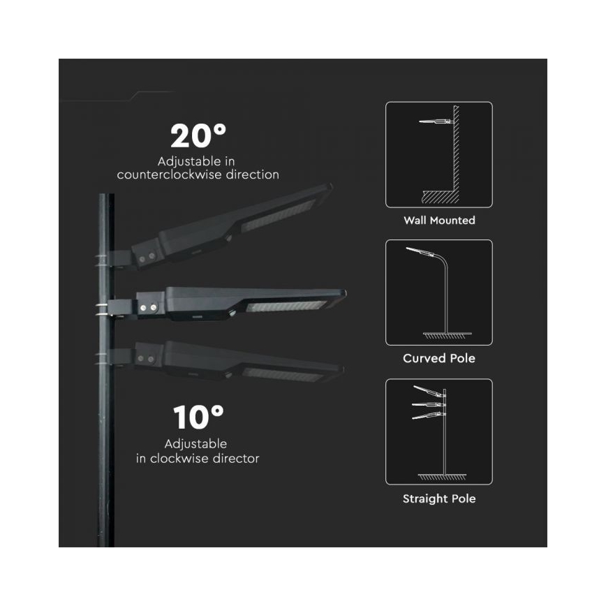 Luminária de Rua Solar LED com Sensor LED/40W/9,6V IP65 4000K + Controle Remoto
