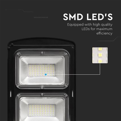 Luminária solar de LED regulável para rua com sensor de movimento e crepúsculo LED/12W/3,2V 6000K IP65 10000 mAh preta + controlo remoto