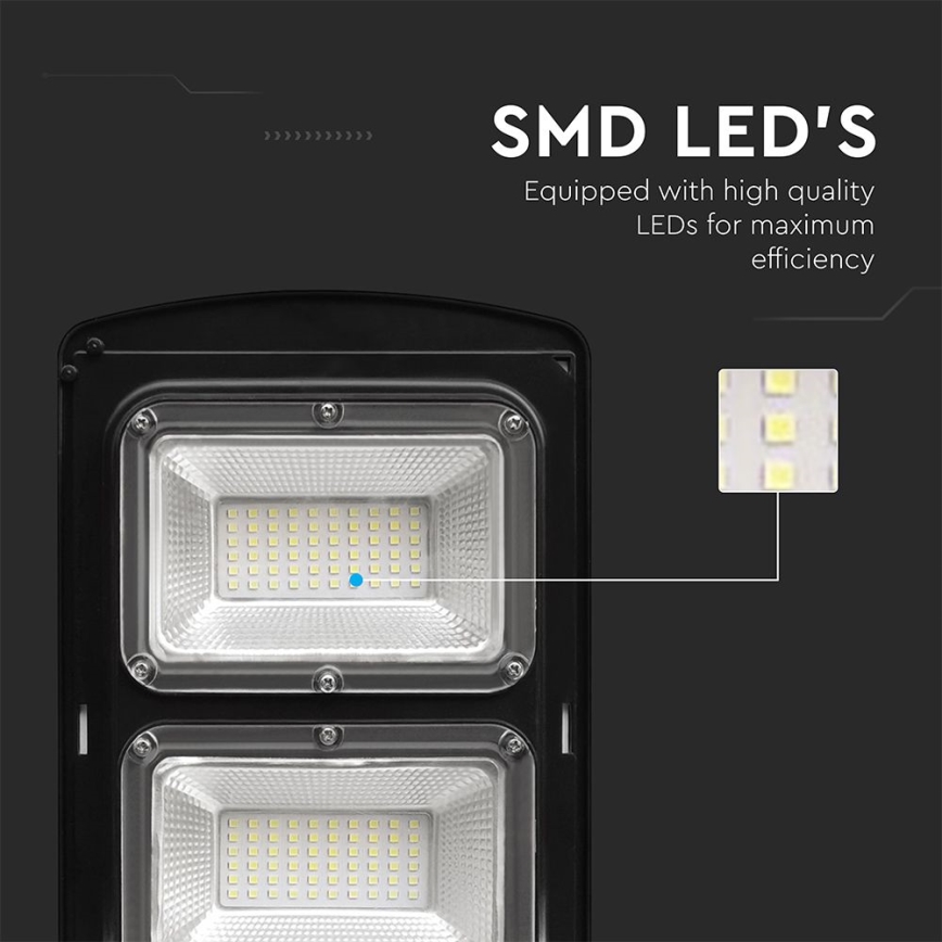 Luminária solar de LED regulável para rua com sensor de movimento e crepúsculo LED/12W/3,2V 6000K IP65 10000 mAh preta + controlo remoto