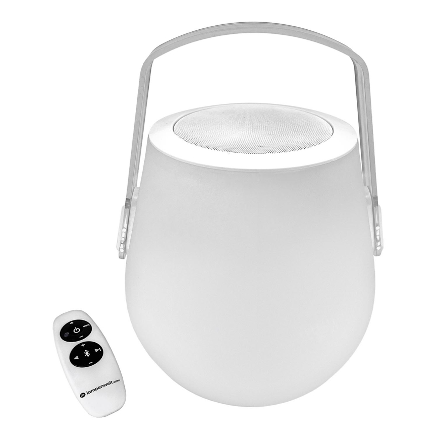 Lampenwelt - Candeeiro de mesa LED RGB com regulação e altifalante LED/3W/3,7V Bluetooth 2000mAh IP44 + comando