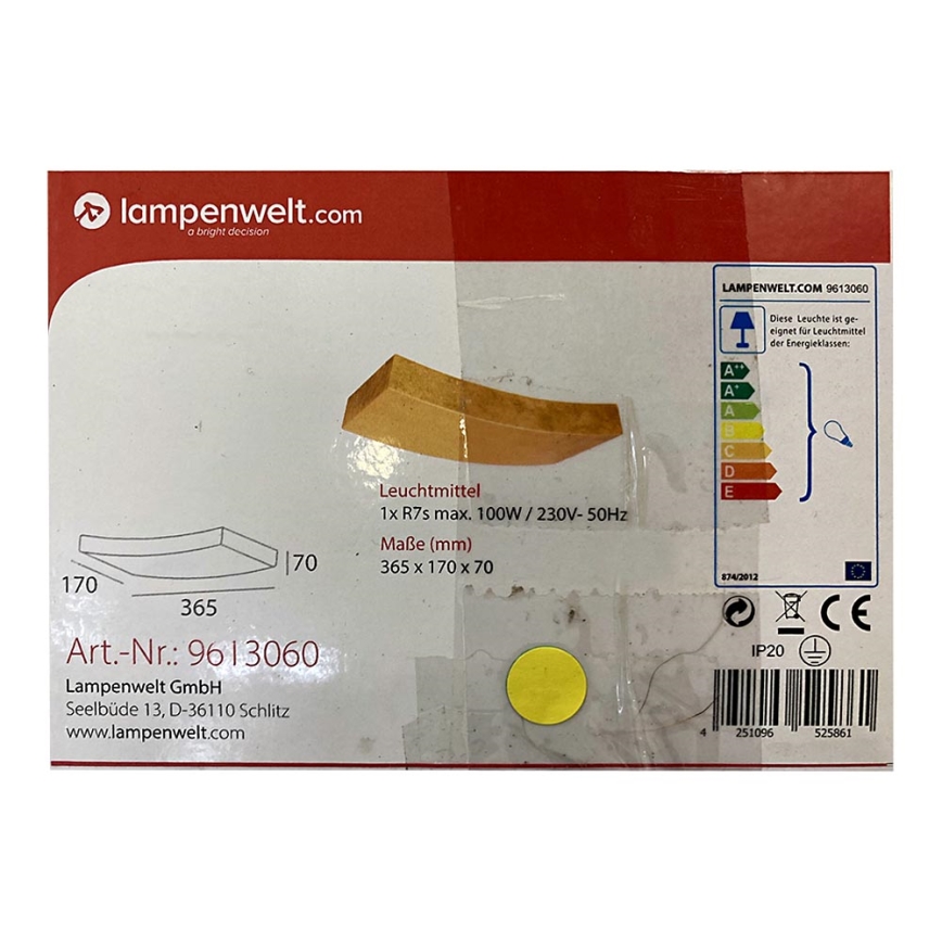 Lampenwelt - Iluminação de parede BERRA 1xR7s/100W/230V