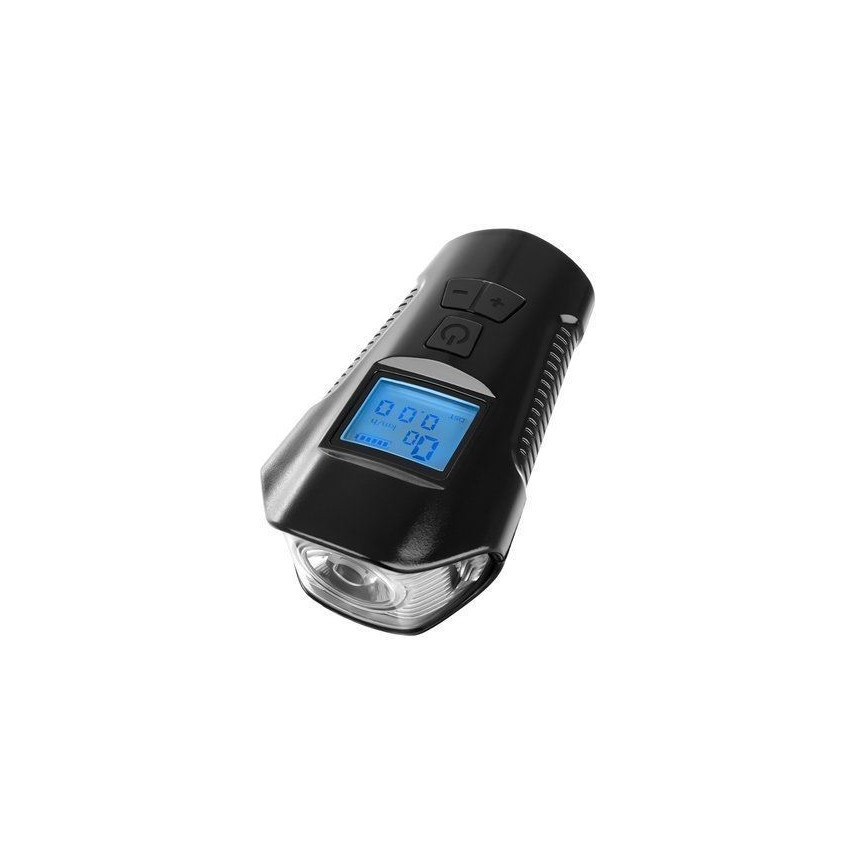 Lanterna de bicicleta LED recarregável com contador e campainha LED/1500 mAh IP65