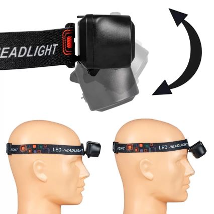 Lanterna de cabeça LED com regulação 2xLED/5V IP44 210 brilhante 2000 mAh