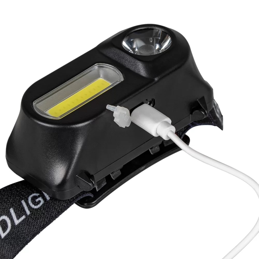 Lanterna de cabeça LED com regulação 2xLED/5V IP44 210 brilhante 2000 mAh