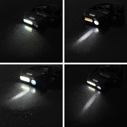 Lanterna de cabeça LED com regulação 2xLED/5V IPX4 250 brilhante 2000 mAh