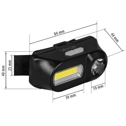 Lanterna de cabeça LED com regulação 2xLED/5V IPX4 250 brilhante 2000 mAh