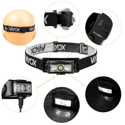 Lanterna de cabeça LED com regulação 3xLED/5V IPX4 100 brilhante 1200 mAh