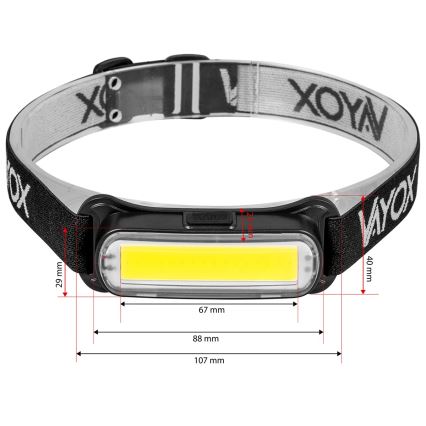 Lanterna de cabeça LED com regulação LED/5V IPX4 300 brilhante 1200 mAh