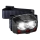 Lanterna de cabeça LED com regulação, sensor e luz vermelha  2xLED/5W/5V/3xAAA IP65 500 brilhante 1200 mAh