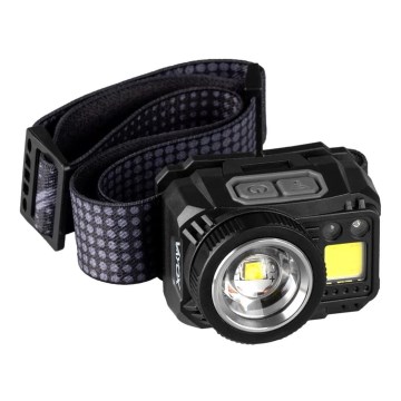 Lanterna de cabeça LED com regulação, sensor e luz vermelha  LED/6W/5V/3xAAA IP44 500 brilhante 1200 mAh