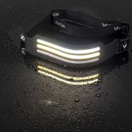 Lanterna de cabeça LED com regulação, sensor, função power bank e luz vermelha  4xLED/5V IP44 300 brilhante 1200 mAh