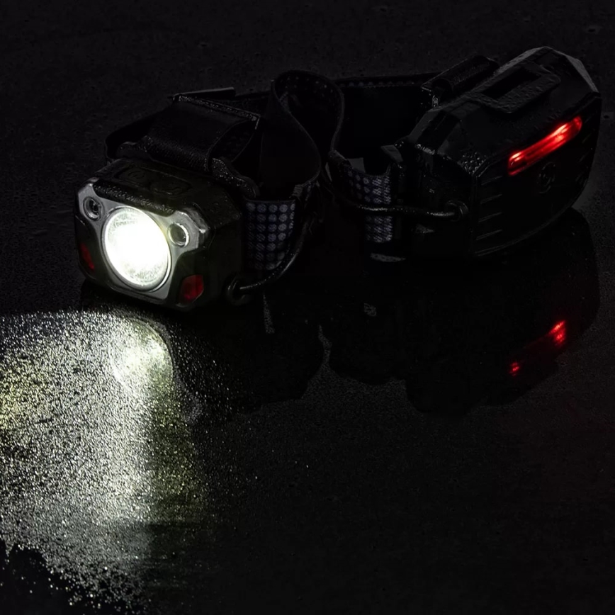 Lanterna de cabeça LED com regulação, sensor, função power bank e luz vermelha LED/10W/5V IP44 1200 brilhante 4000 mAh