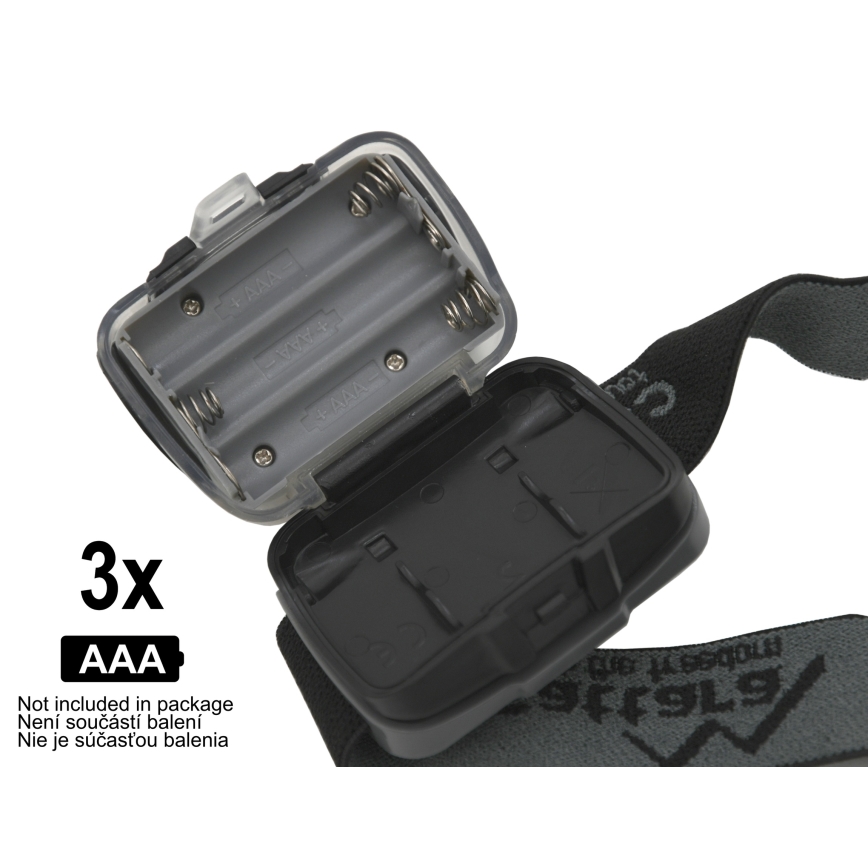 Lanterna de cabeça LED LED/3xAAA preta