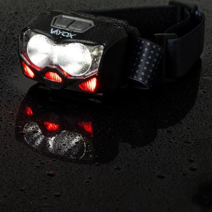 Lanterna frontal recarregável LED dimmerizável com sensor e luz vermelha 2xLED/5W/5V/3xAAA IP65 500 lm 1200 mAh