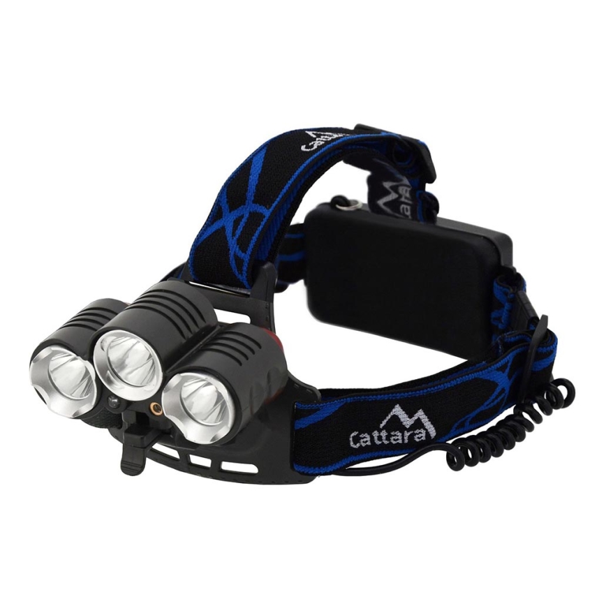 Lanterna de cabeça recarregável LED com luz vermelha LED/16W/7,4V IP44 preto/azul
