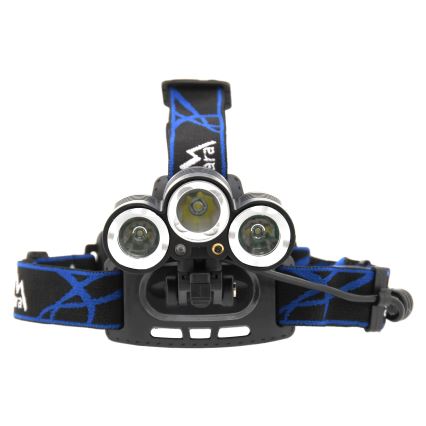 Lanterna de cabeça recarregável LED com luz vermelha LED/16W/7,4V IP44 preto/azul