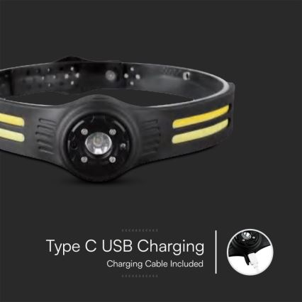 Lanterna de cabeça recarregável LED com uma luz vermelha USB LED/3W/5V IP43 470 lm 5 h