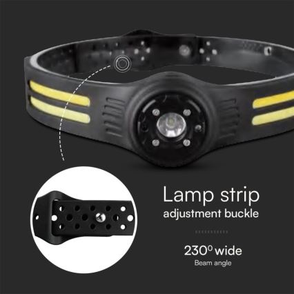 Lanterna de cabeça recarregável LED com uma luz vermelha USB LED/3W/5V IP43 470 lm 5 h