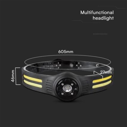 Lanterna de cabeça recarregável LED com uma luz vermelha USB LED/3W/5V IP43 470 lm 5 h