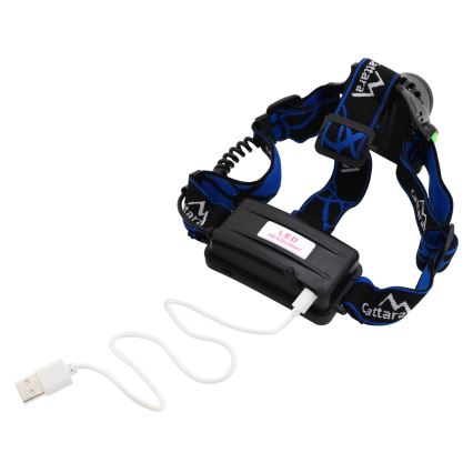Lanterna de cabeça recarregável LED LED/6W/7,4V 5600 mAh IP44 preto/azul
