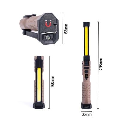 Lanterna de trabalho LED recarregável com função power bank LED/4W/5V IPX4 600 brilhante 2000 mAh