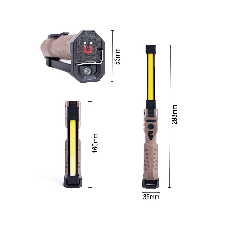 Lanterna de trabalho LED recarregável com função power bank LED/4W/5V IPX4 600 brilhante 2000 mAh